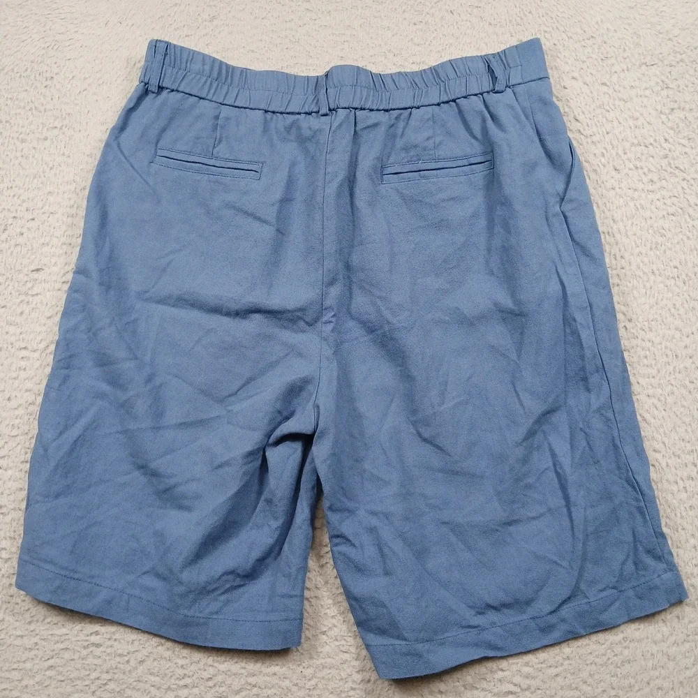 Willit Linen‎ Shorts Mens XL Blue Elastic Waist 10